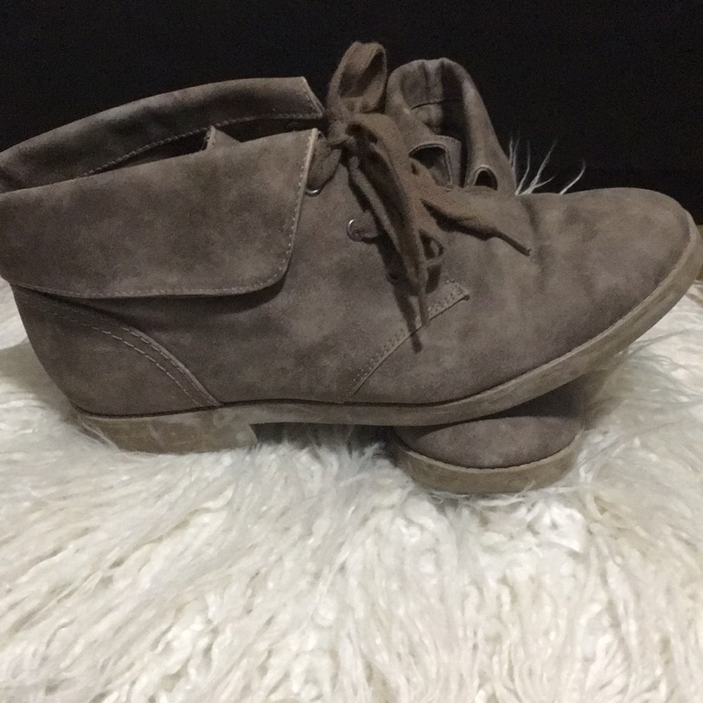 Brown lace up booties